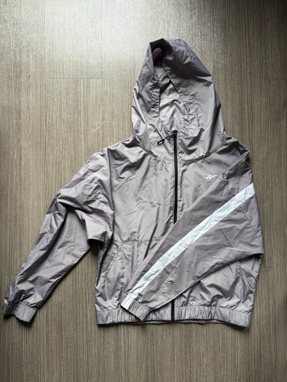Reebok Gray Hooded Windbreaker Jacket
